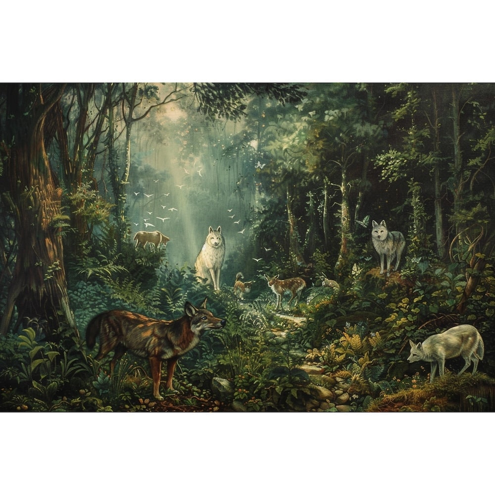 Peinture Animaux de la Forêt, art mural décoration nature