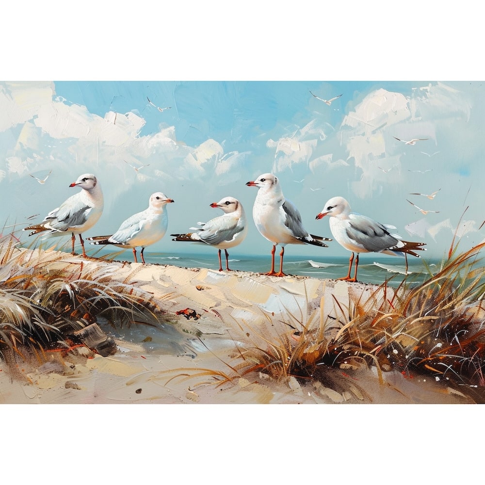 Peinture de Mouettes, art mural décoration nature, vue 2