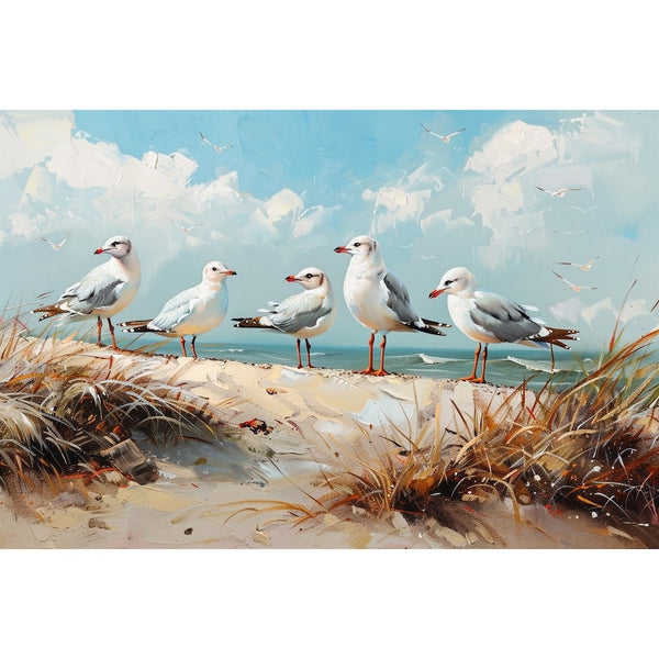 Peinture de Mouettes, art mural décoration nature, vue 2
