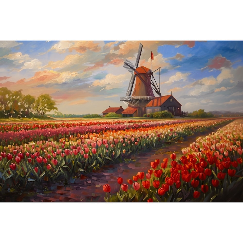 Peinture de Tulipes, art mural décoration nature