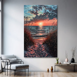 Peinture Dessin Coucher de Soleil, art mural décoration nature