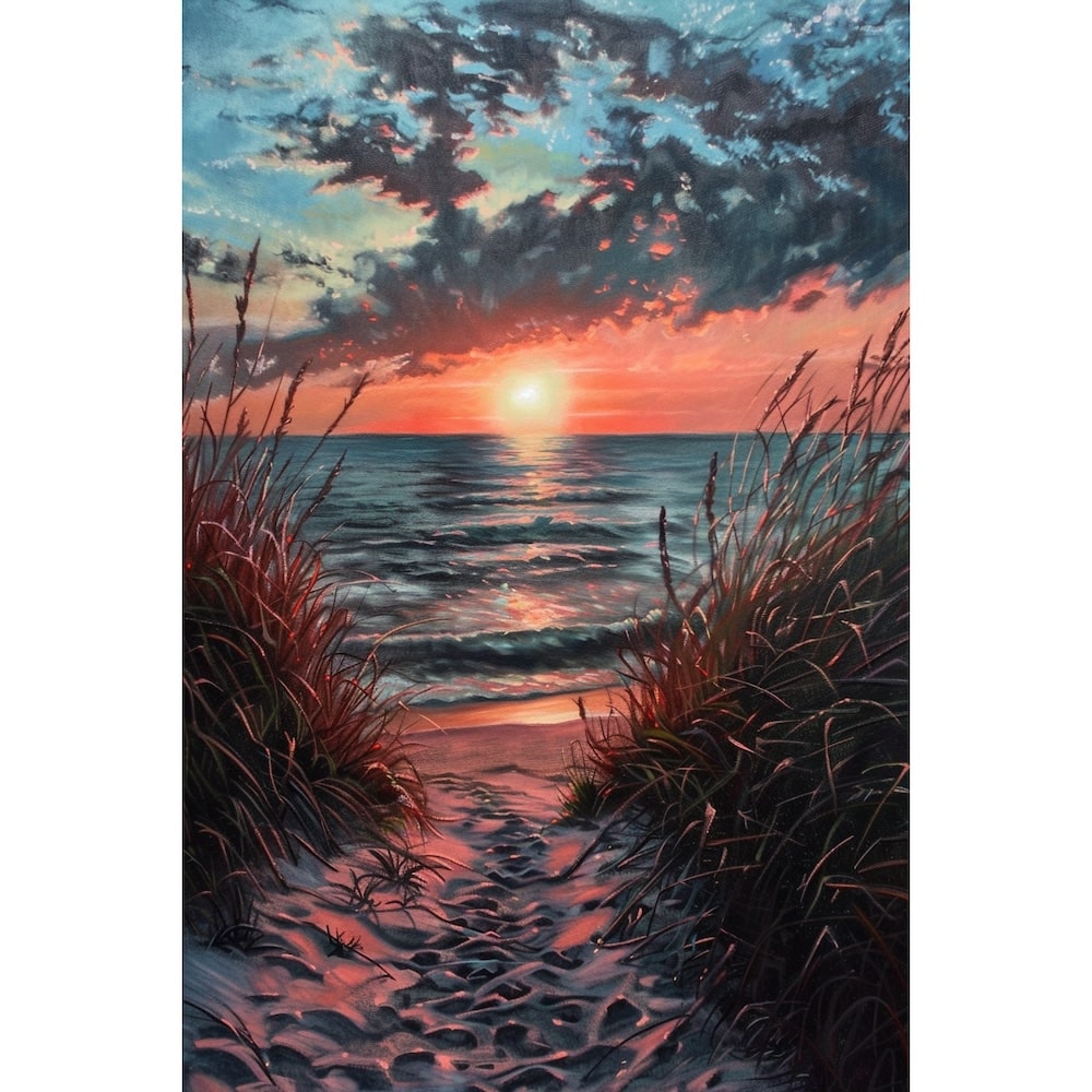 Peinture Dessin Coucher De Soleil Mer