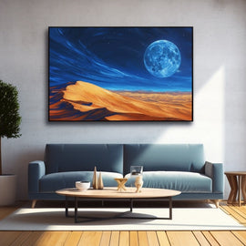 Peinture Désert au Clair de Lune, art mural décoration nature
