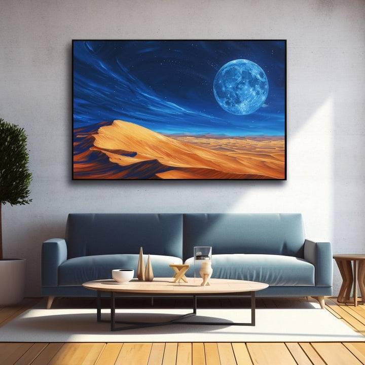 Peinture Désert au Clair de Lune, art mural décoration nature