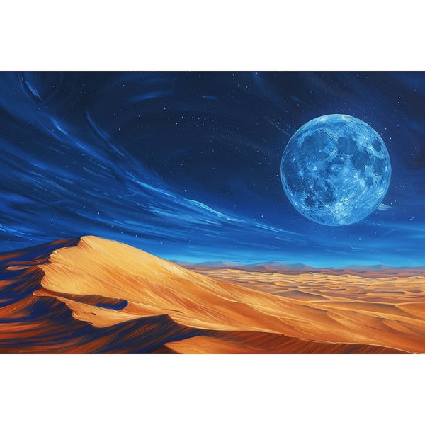 Peinture Désert au Clair de Lune, art mural décoration nature