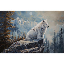 Peinture de Loup Blanc, art mural décoration nature