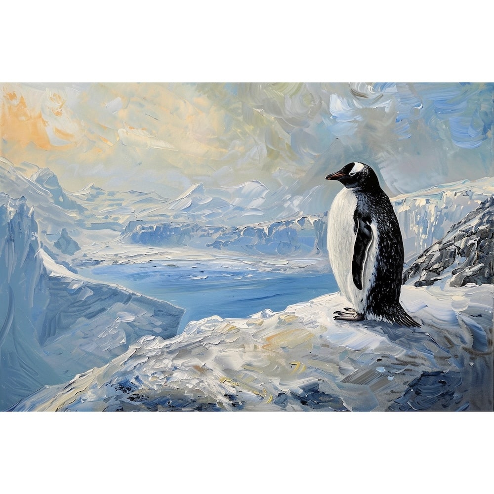 Peinture de Pingouin, art mural décoration nature, vue 2