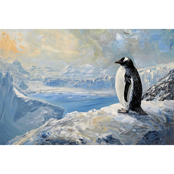 Peinture de Pingouin, art mural décoration nature, vue 2