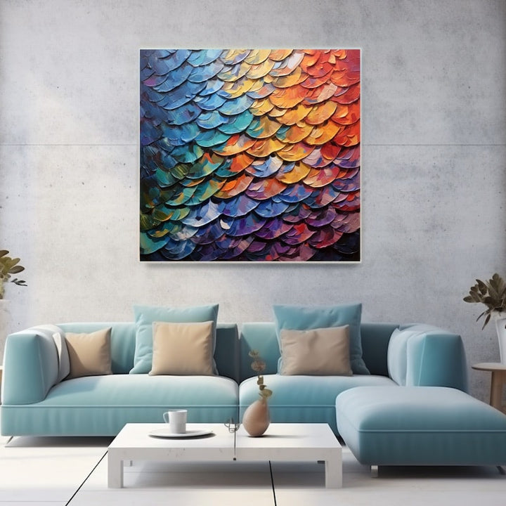 Peinture Ecaille de Poisson, art mural décoration nature