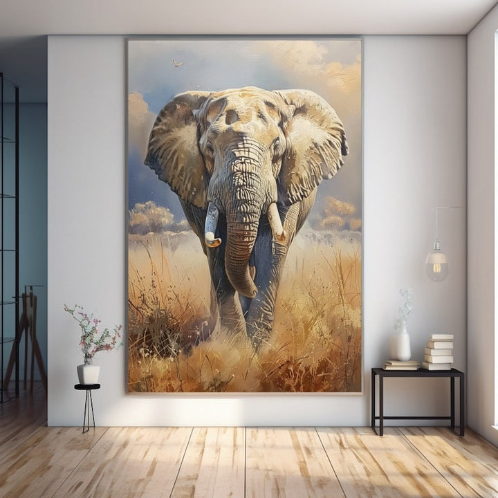 Peinture Éléphant, art mural décoration nature