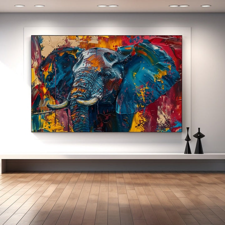 Peinture Éléphant Abstrait, art mural décoration nature