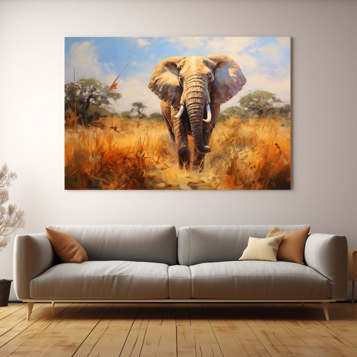 Peinture Éléphant Couleur, art mural décoration nature