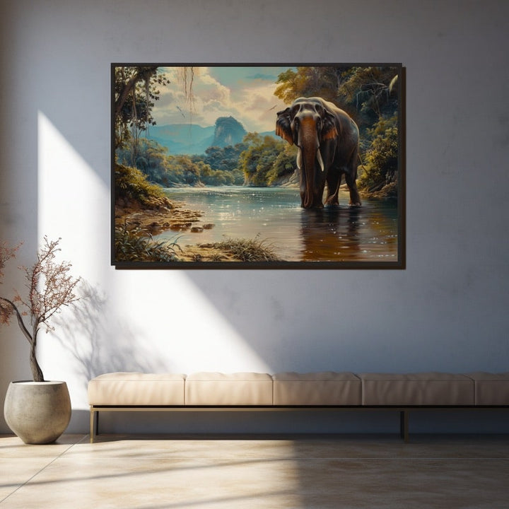 Peinture Éléphant en Thaïlande, art mural décoration nature