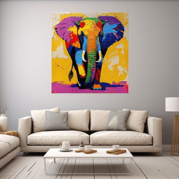Peinture Éléphant Pop Art, art mural décoration nature