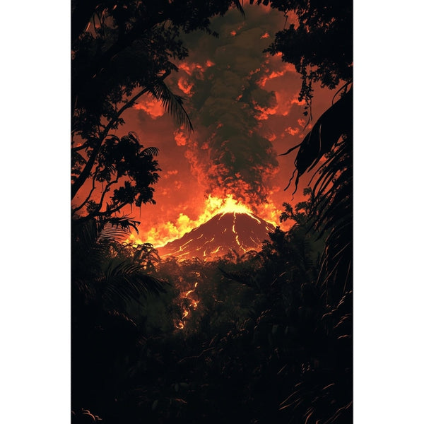 Peinture Volcan Éruption, art mural décoration nature