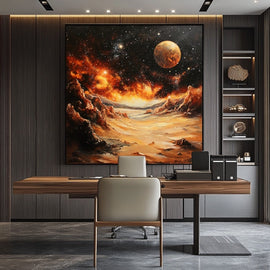 Peinture Espace Planète, art mural décoration nature