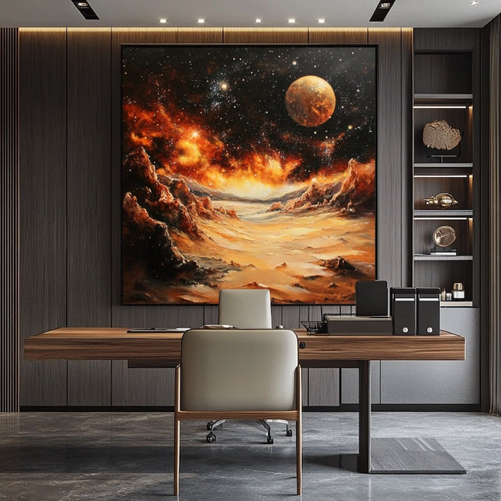 Peinture Espace Planète, art mural décoration nature