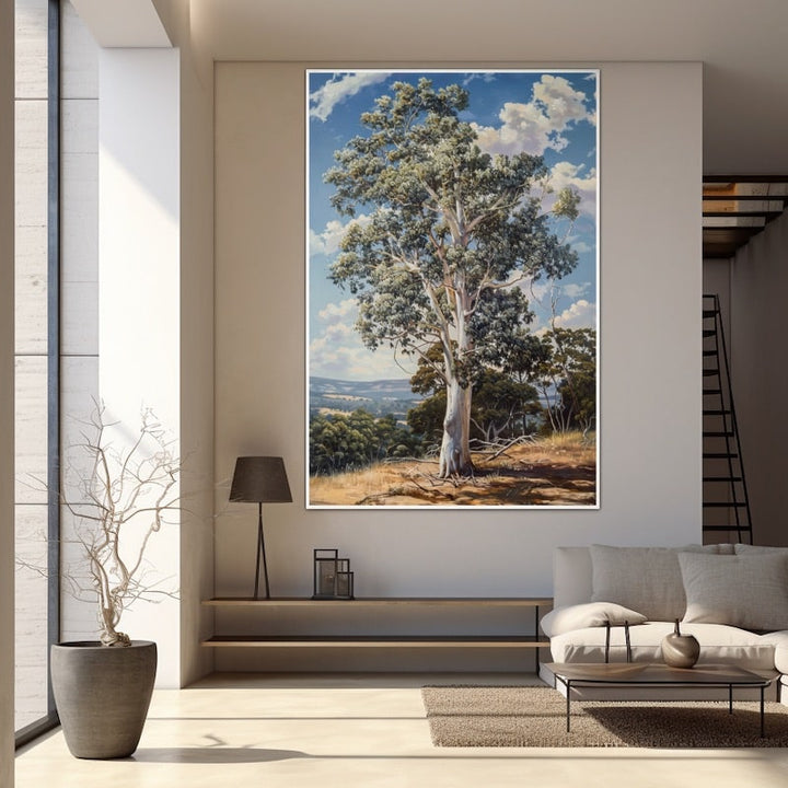 Peinture Eucalyptus, art mural décoration nature