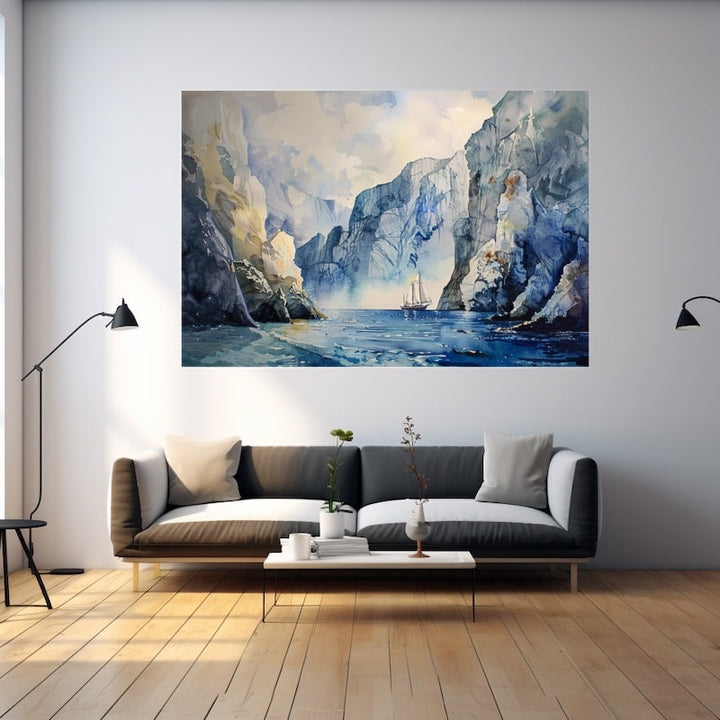 Peinture Falaise Mer, art mural décoration nature
