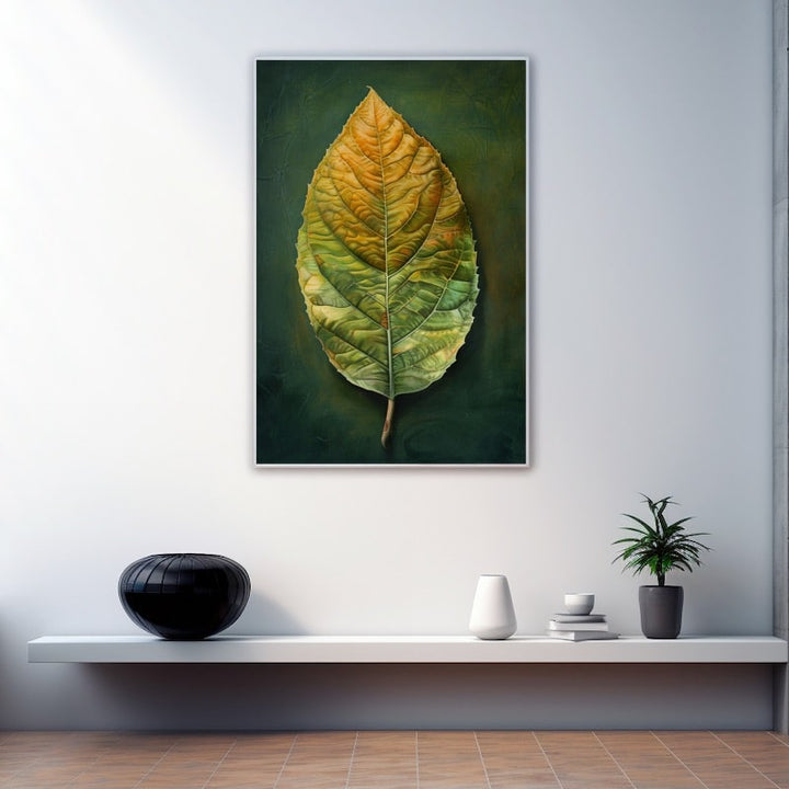 Peinture Feuille aux Nervures, art mural décoration nature