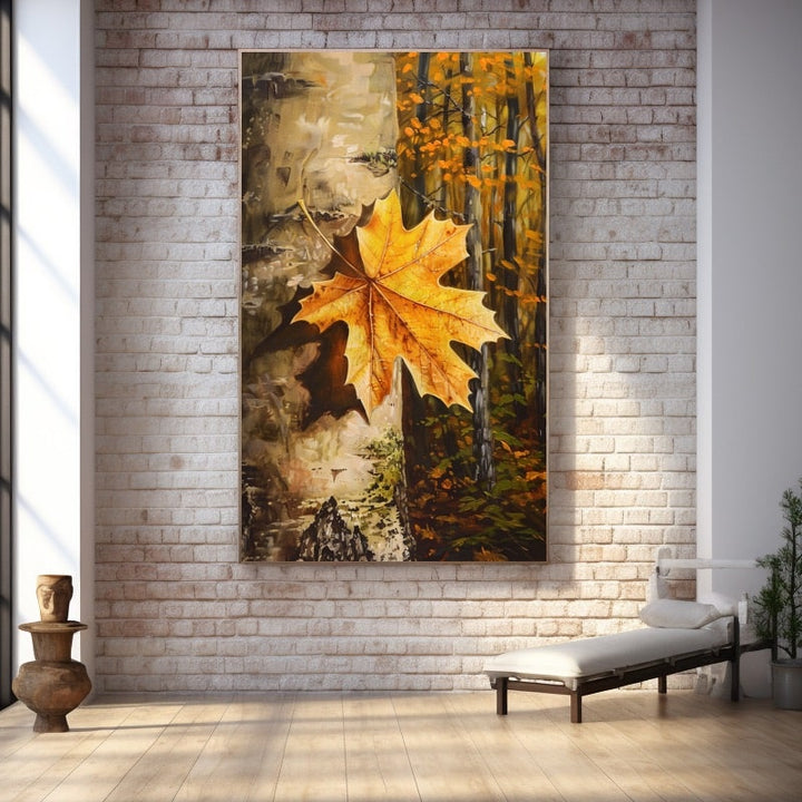 Peinture Feuille D'Arbre, art mural décoration nature