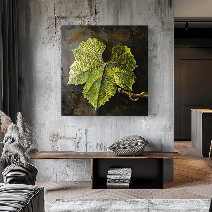 Peinture Feuille de Vigne, art mural décoration nature