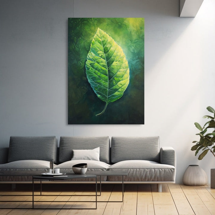 Peinture Feuille Verte, art mural décoration nature