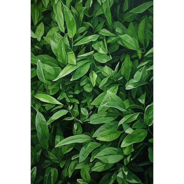 Tableau Peinture Feuilles Vertes Fines, art mural décoration nature