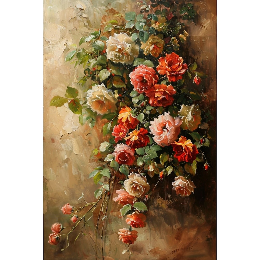 Peinture Flamande Fleurs, art mural décoration nature