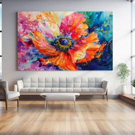 Peinture Fleur Abstraite, art mural décoration nature