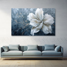 Peinture Fleur Blanche Moderne, art mural décoration nature