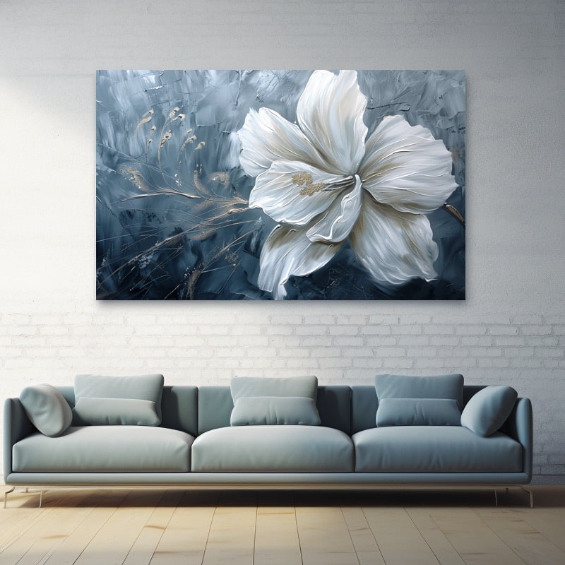 Peinture Fleur Blanche Moderne