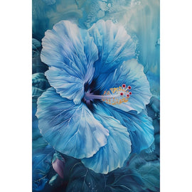 Peinture Fleur Bleue, art mural décoration nature