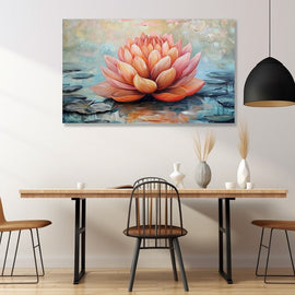Peinture Fleur de Lotus, art mural décoration nature