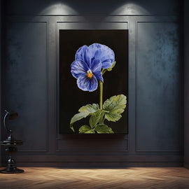 Peinture Fleur Violette sur Fond Noir, art mural décoration nature