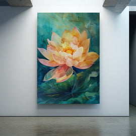 Peinture Fleur Orange, art mural décoration nature