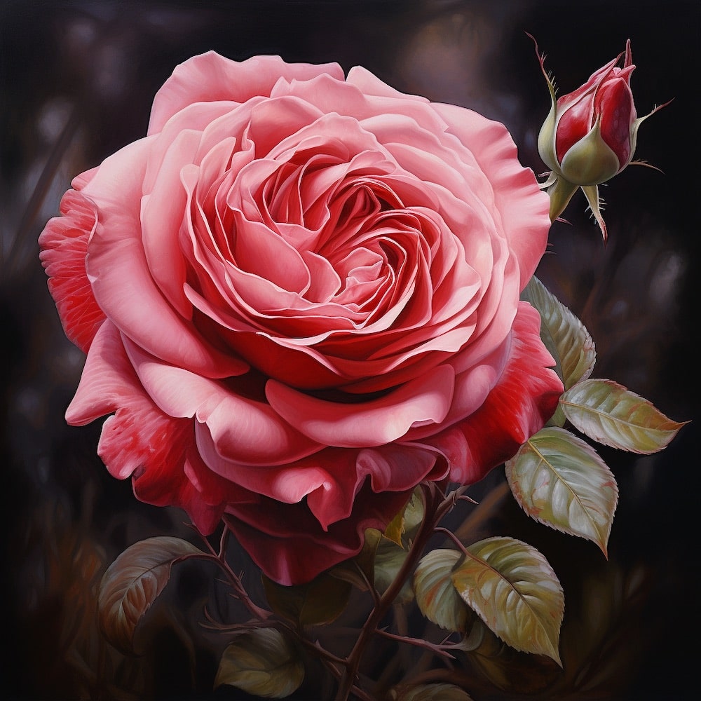 Tableau Peinture Fleur Rose, art mural décoration nature