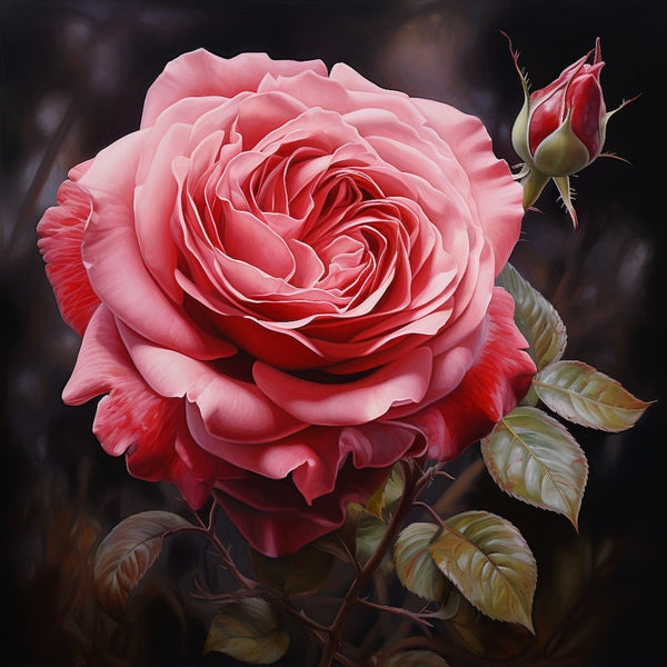 Tableau Peinture Fleur Rose, art mural décoration nature