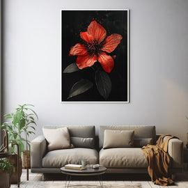 Peinture Fleur Rouge, art mural décoration nature