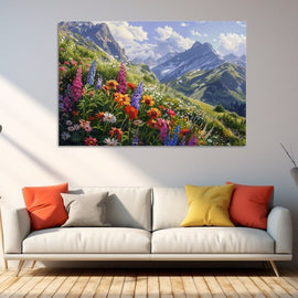 Peinture Fleurs de Montagne, art mural décoration nature