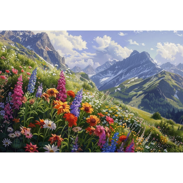 Peinture Fleurs de Montagne, art mural décoration nature