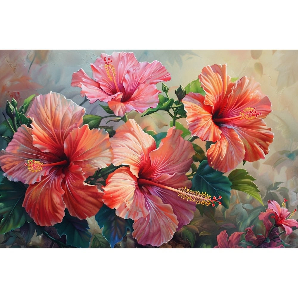 Peinture Fleurs d'Hibiscus