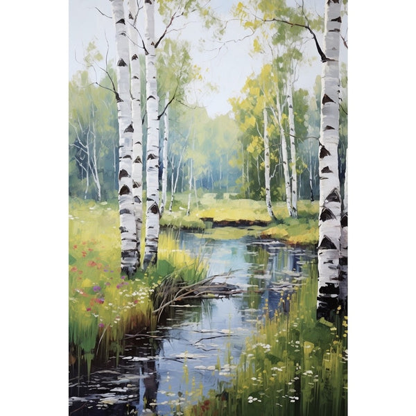 Peinture Forêt de Bouleaux, art mural décoration nature