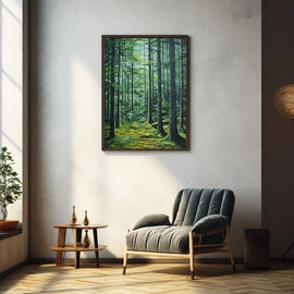 Peinture Forêt de Sapin, art mural décoration nature