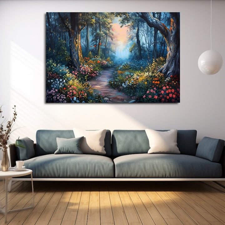 Peinture Forêt Enchantée, art mural décoration nature