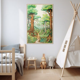 Peinture Forêt Maternelle, art mural décoration nature