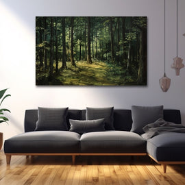 Peinture Forêt Sombre, art mural décoration nature