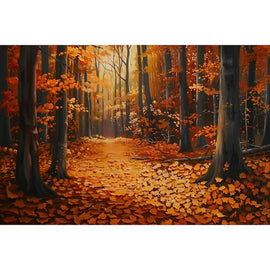 Peinture Chemin de Forêt Flamboyante, art mural décoration nature