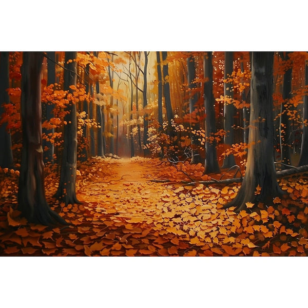 Peinture Chemin de Forêt Flamboyante, art mural décoration nature