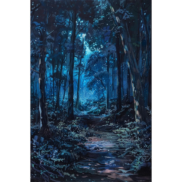 Peinture Forêt Nuit, art mural décoration nature